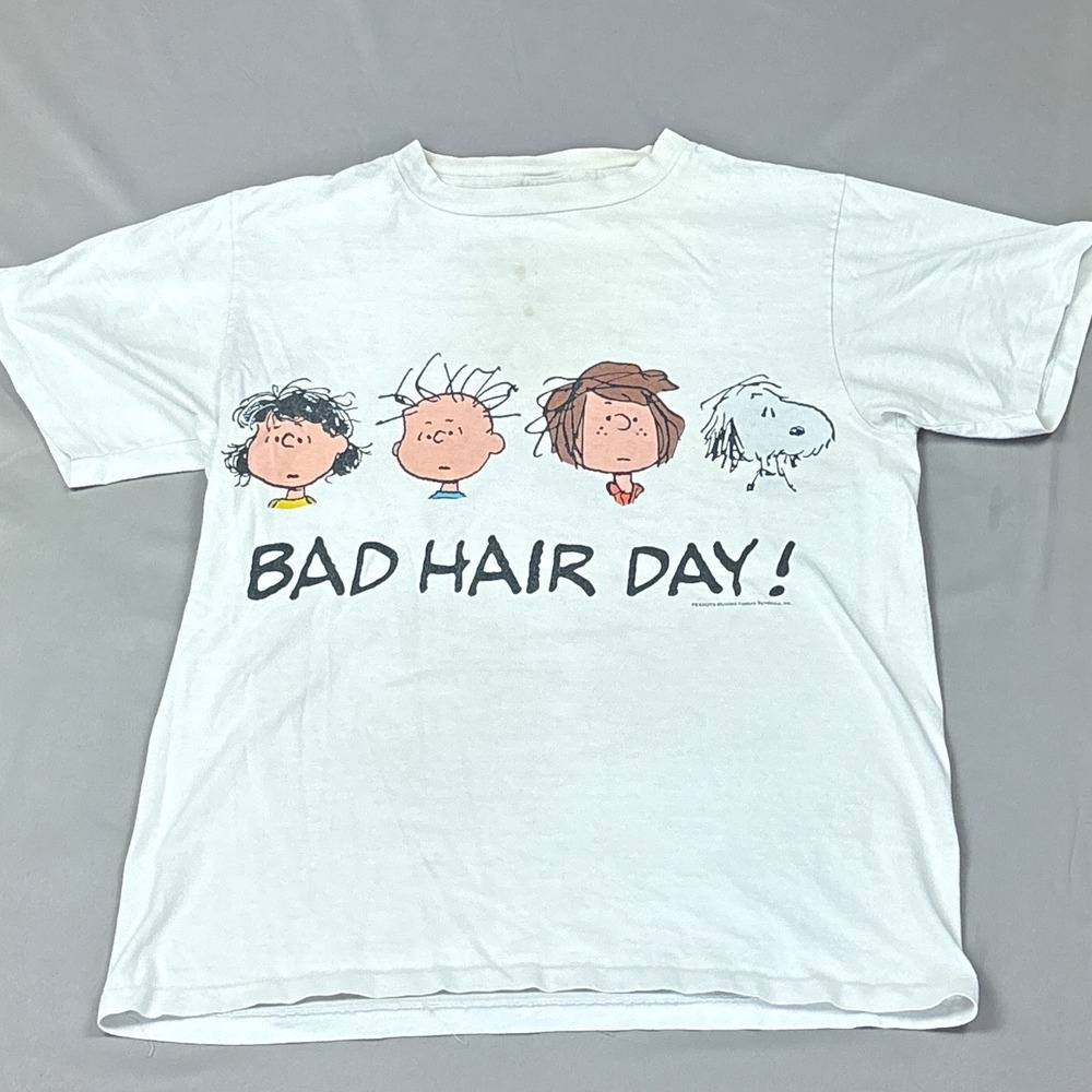Vintage 90s Peanuts Bad Hair Day Large T-Shirt Changes Double-Sided